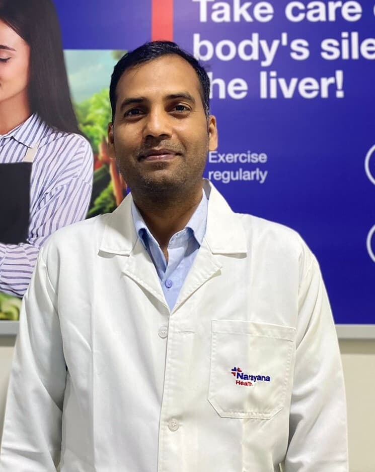 Doctor with liver illustration